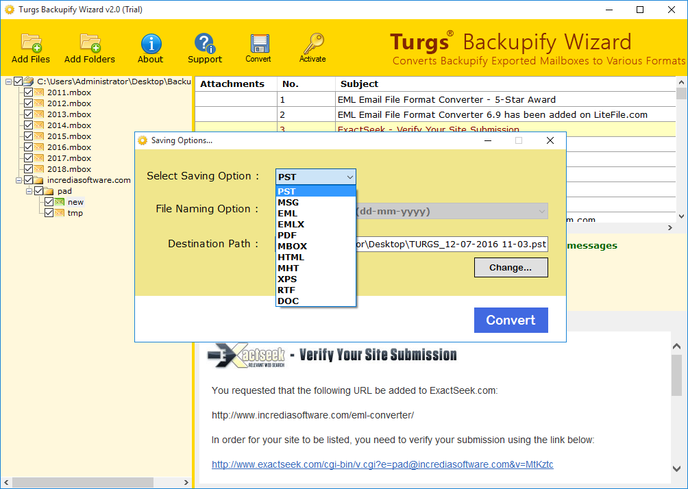 Turgs Backupify Wizard screenshot