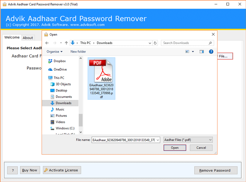 aadhaar card pdf file password remover