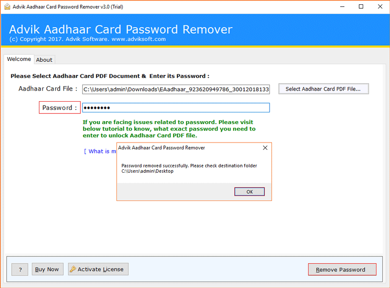 aadhar password unlocking