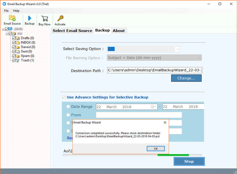 Comcast Backup completion