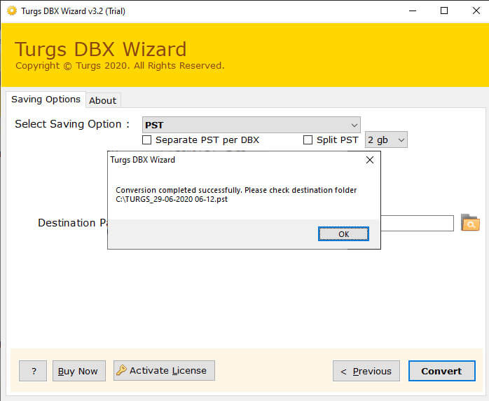 convert dbx to msg process completed