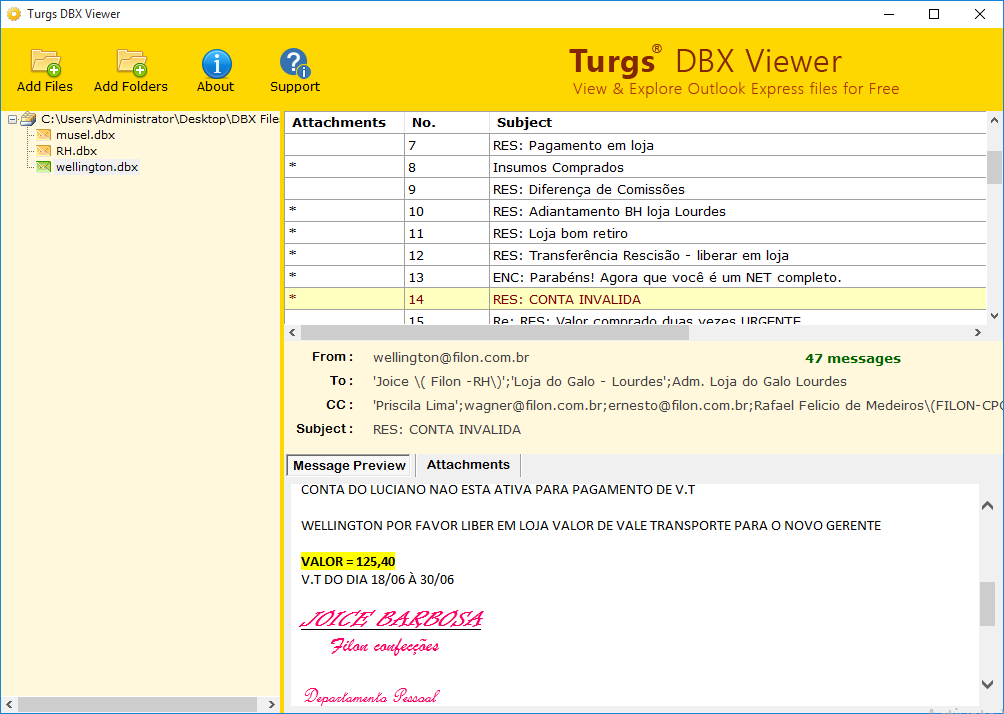 DBX Viewer screenshot