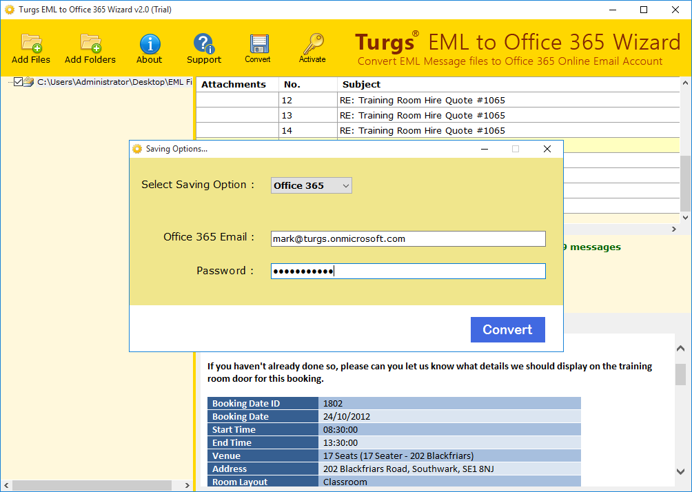 EML to Office 365 Converter screenshot