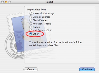 Import Option in Apple MAC Mail