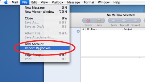 Apple MAC Mail File Import Option