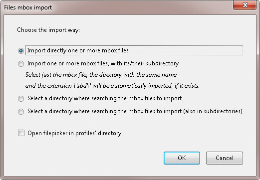 Files MBOX Import Option