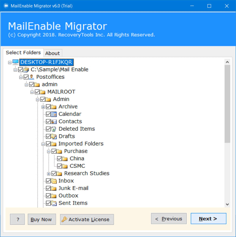 Select MailEnable Email Folder