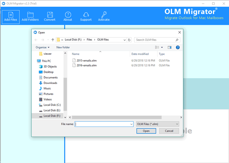 open olm file on windows