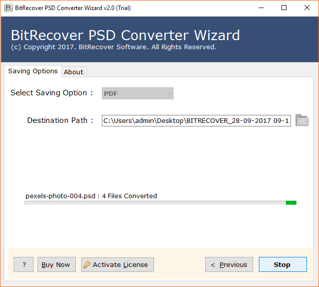 PSD to PDF Conversion Start