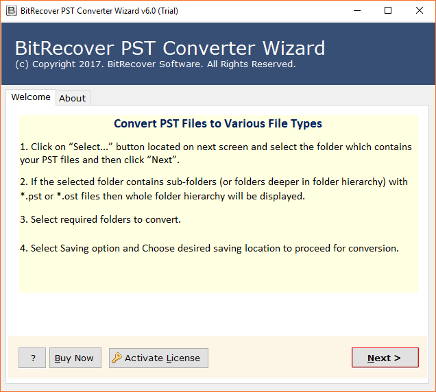 run pst converter wizard