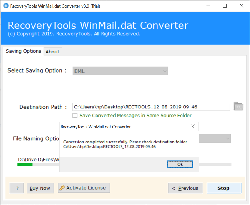 Winmail.dat conversion completed
