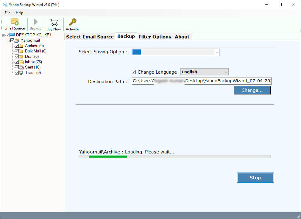 export yahoo mail to word process completed